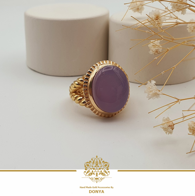 G165 - 6 انگشتر طلا سنگ عقیق سوسنی